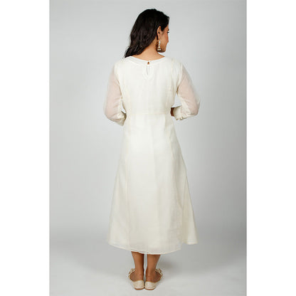 Rhapsody Jaipur White Embroidered Dress