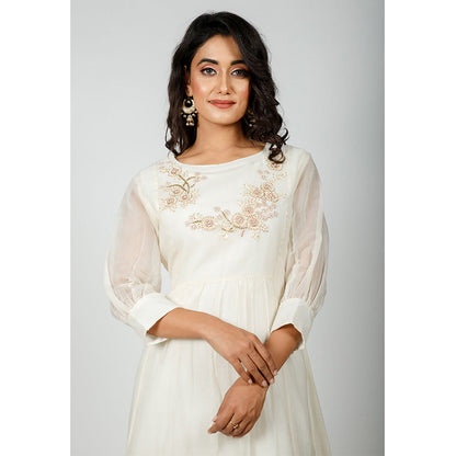 Rhapsody Jaipur White Embroidered Dress