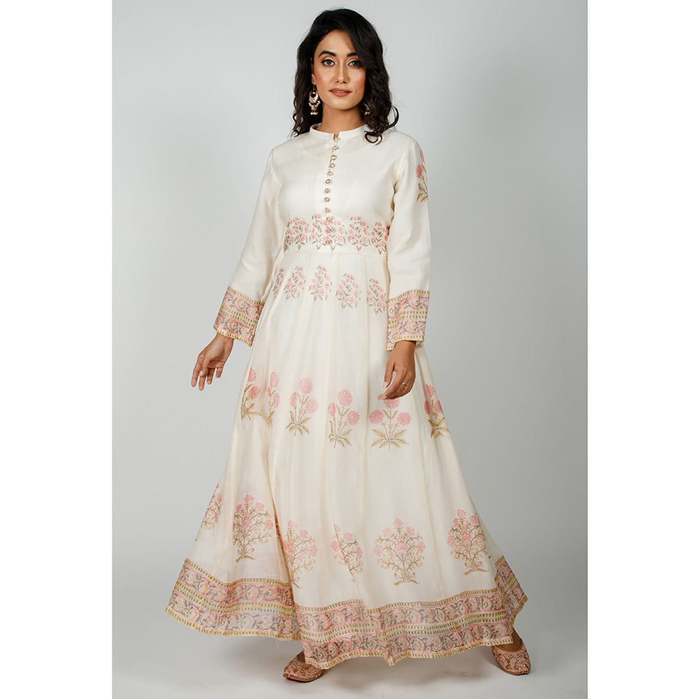 Rhapsody Jaipur Hand Block Printed Anarkali Dress
