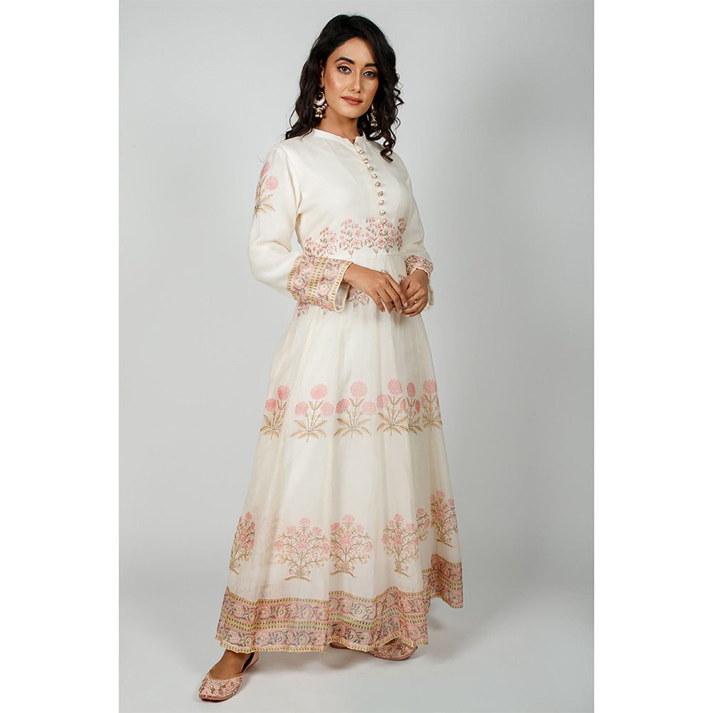 Rhapsody Jaipur Hand Block Printed Anarkali Dress
