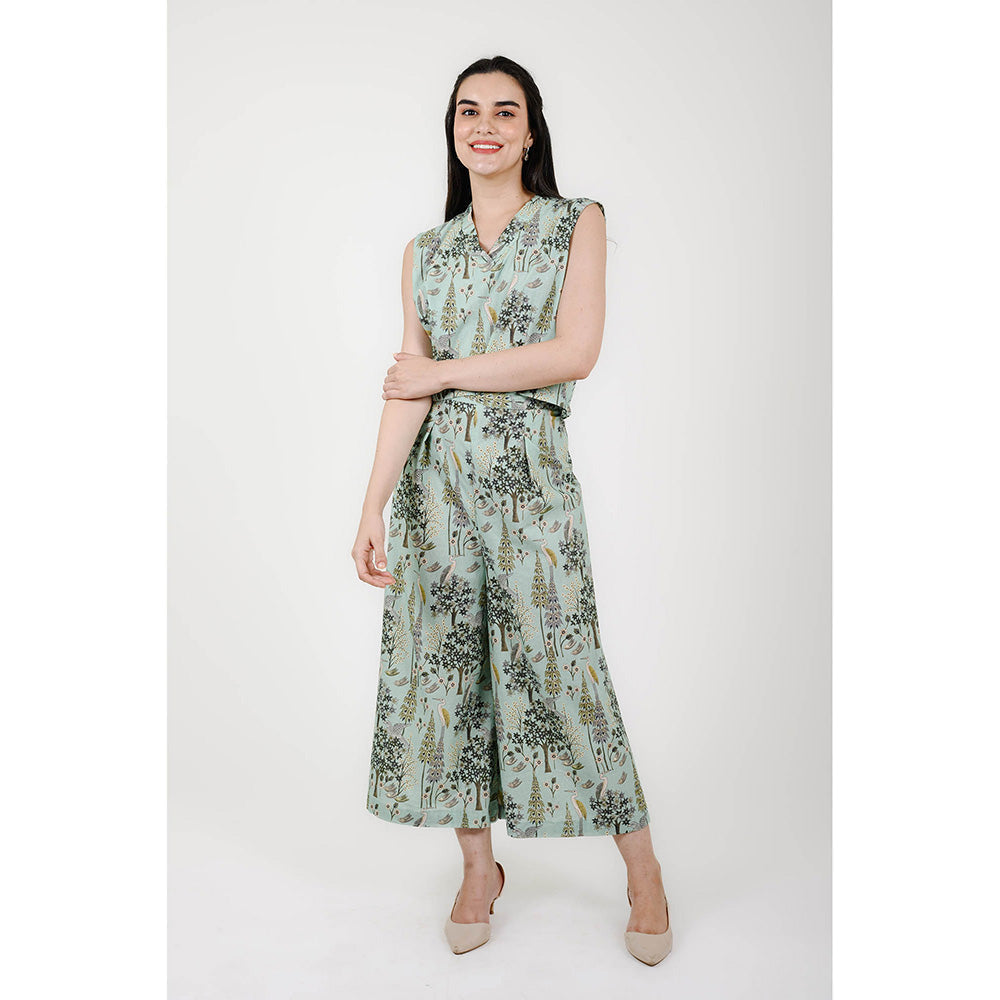 Rhapsody Jaipur Blue Printed Silk Co-Ord (Set of 2)