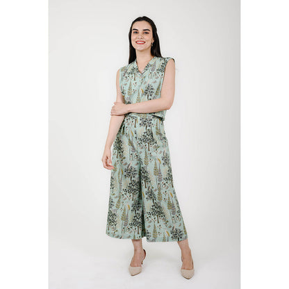 Rhapsody Jaipur Blue Printed Silk Co-Ord (Set of 2)