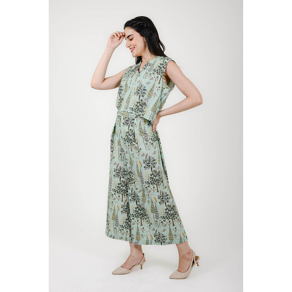 Rhapsody Jaipur Blue Printed Silk Co-Ord (Set of 2)