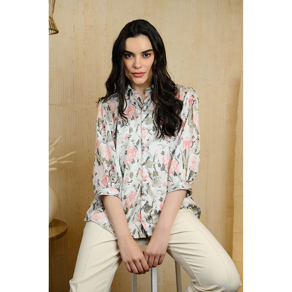 Rhapsody Jaipur Blue Floral Printed Shirt