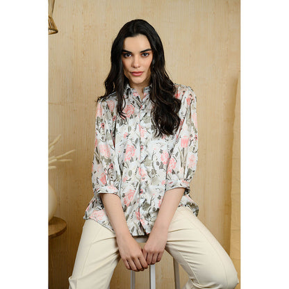 Rhapsody Jaipur Blue Floral Printed Shirt