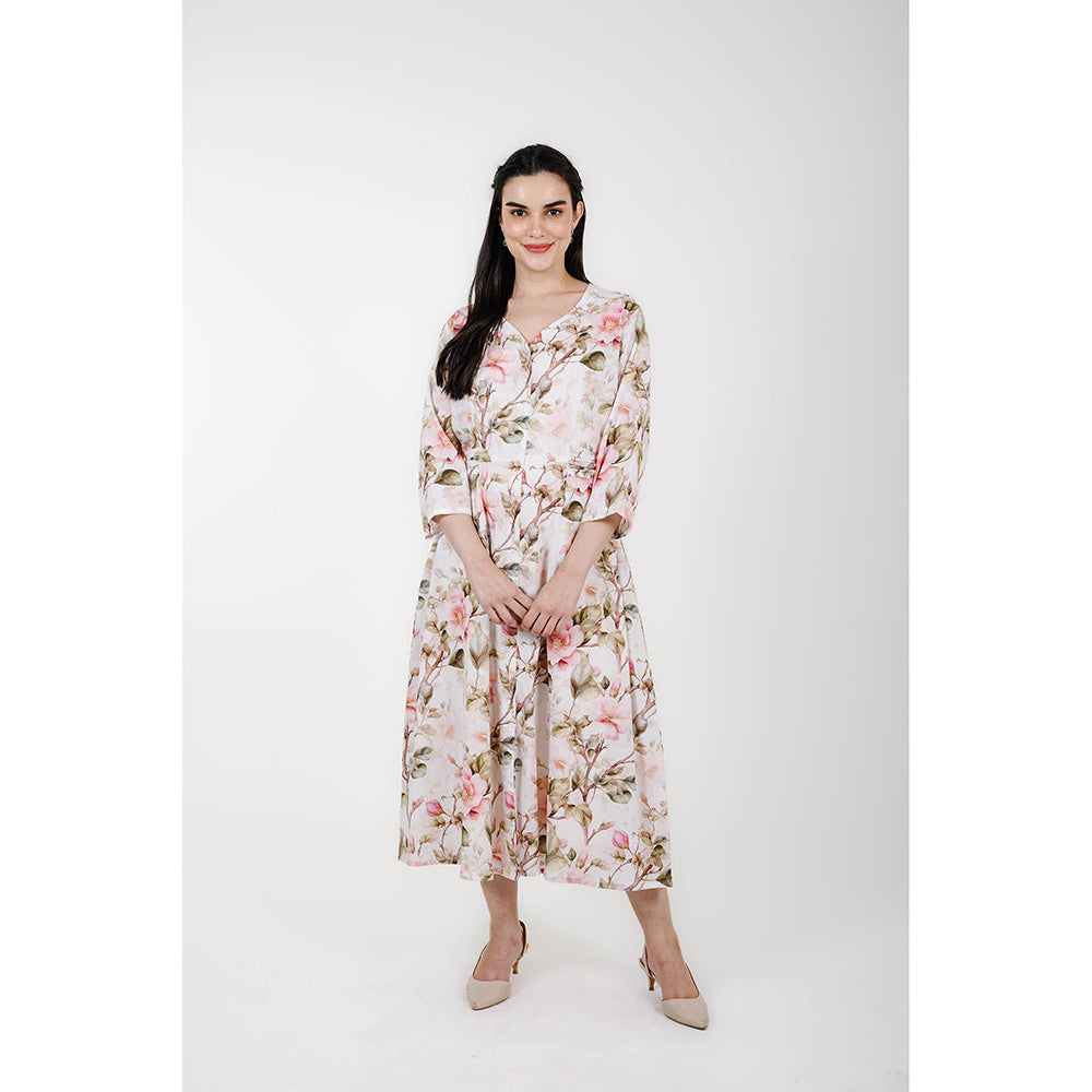 Rhapsody Jaipur Multi Colour Printed Blume Midi Dress