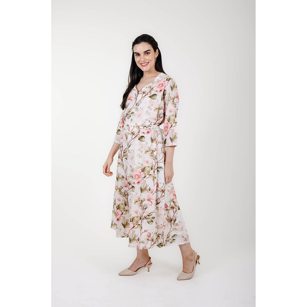 Rhapsody Jaipur Multi Colour Printed Blume Midi Dress