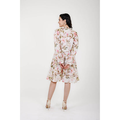 Rhapsody Jaipur Multi Colour Printed Blume Knee Length Dress