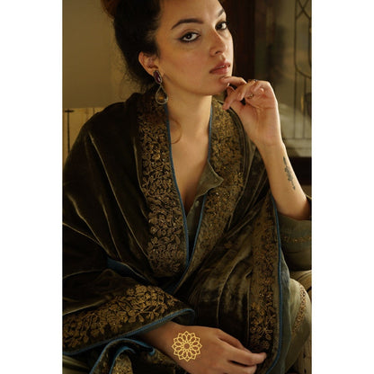 Rhua India Olive Hirat Dushala Dupatta