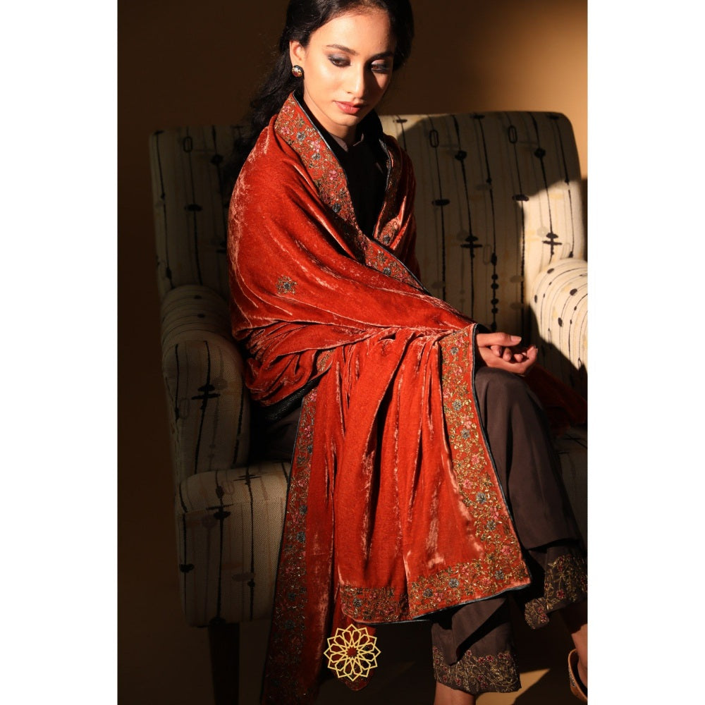 Rhua India Orange Azha Dushala Dupatta