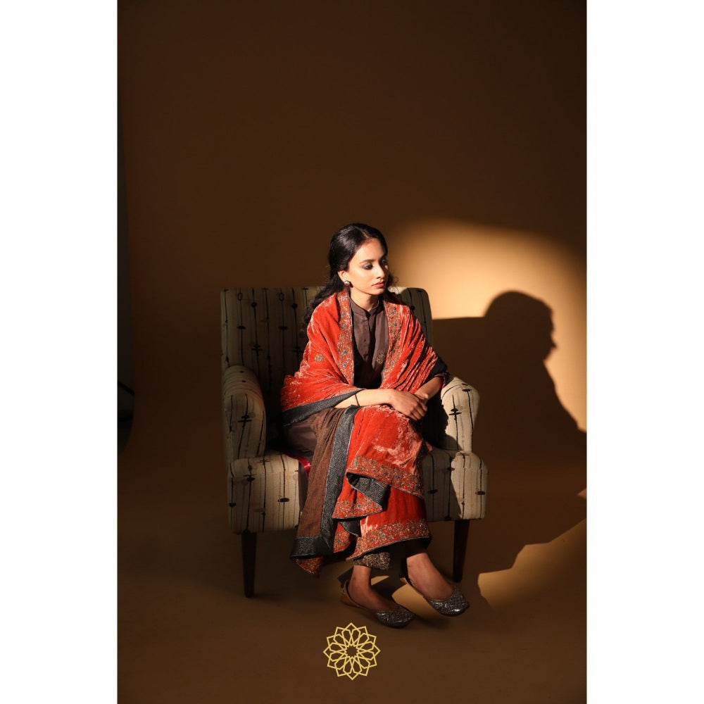 Rhua India Orange Azha Dushala Dupatta