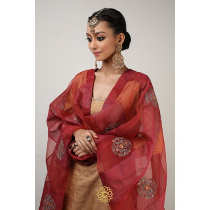 Rhua India Gold Akira Sharara with Kurta and Dupatta (Set of 3)