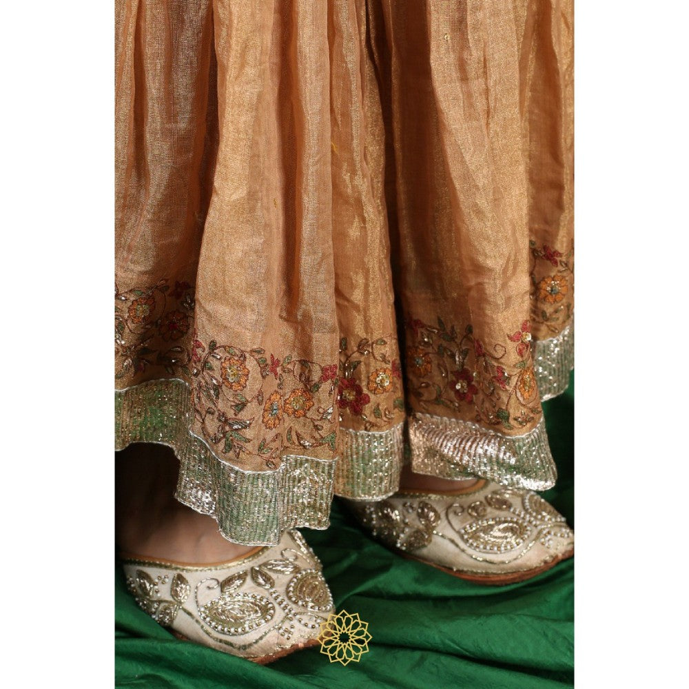 Rhua India Gold Akira Sharara with Kurta and Dupatta (Set of 3)