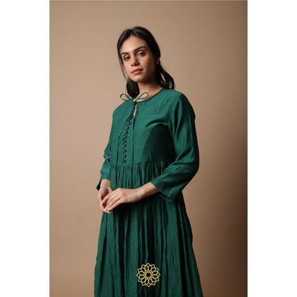 Rhua India Nitya Green Straight Kurta with Pant (Set of 2)