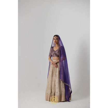 Rhua India Purple Janaki Lehenga with Blouse and Dupatta (Set of 3)