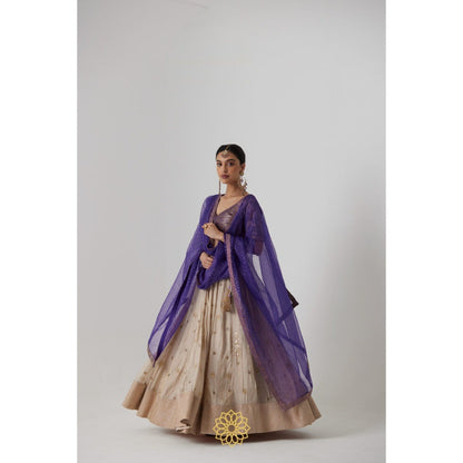 Rhua India Purple Janaki Lehenga with Blouse and Dupatta (Set of 3)