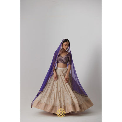 Rhua India Purple Janaki Lehenga with Blouse and Dupatta (Set of 3)