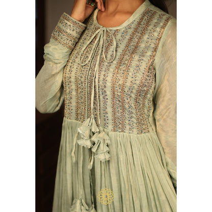 Rhua India Light Green Anarkali with Pant and Dupatta (Set of 3)