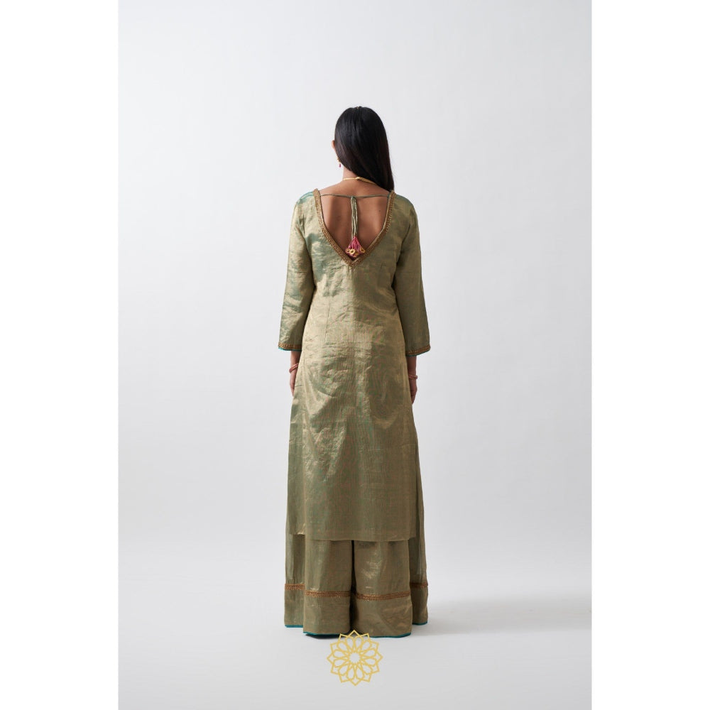 Rhua India Green Amyra Palazzo with Kurta and Dupatta (Set of 3)