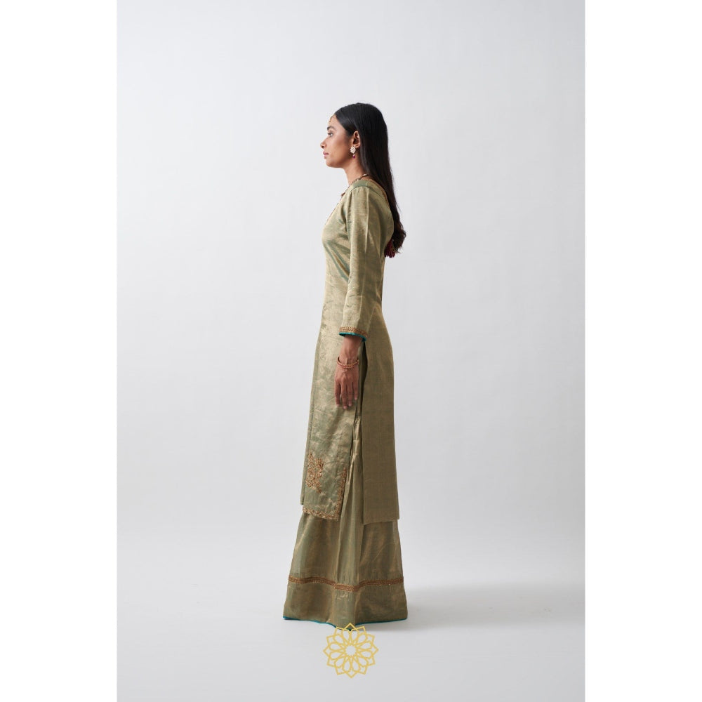 Rhua India Green Amyra Palazzo with Kurta and Dupatta (Set of 3)