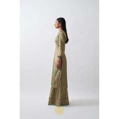 Rhua India Green Amyra Palazzo with Kurta and Dupatta (Set of 3)