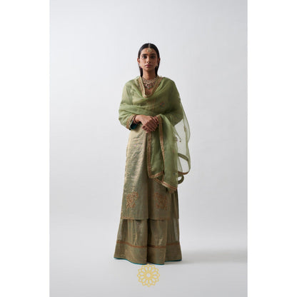 Rhua India Green Amyra Palazzo with Kurta and Dupatta (Set of 3)