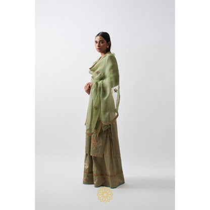 Rhua India Green Amyra Palazzo with Kurta and Dupatta (Set of 3)