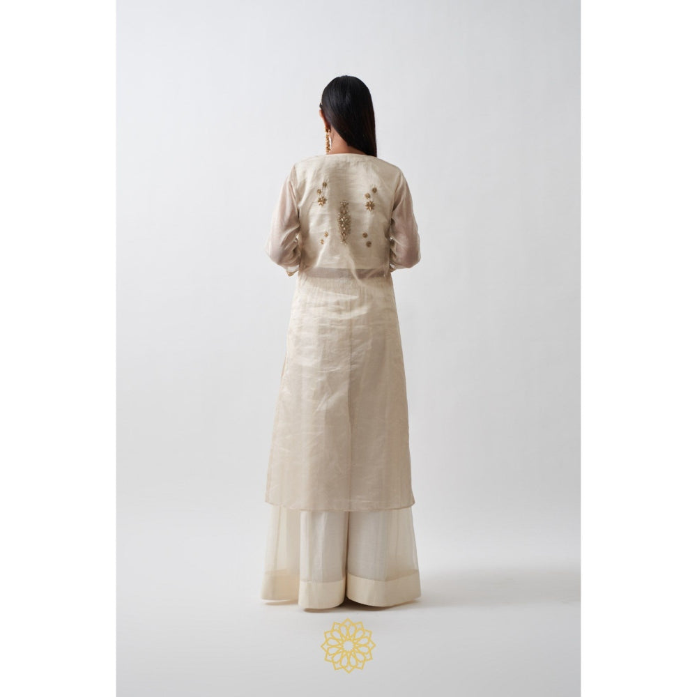 Rhua India White Tarini Palazzo with Kurta and Dupatta (Set of 3)