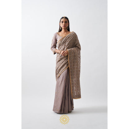 Rhua India Purple Vera Classical Saree with Stitched Blouse and Petticoat