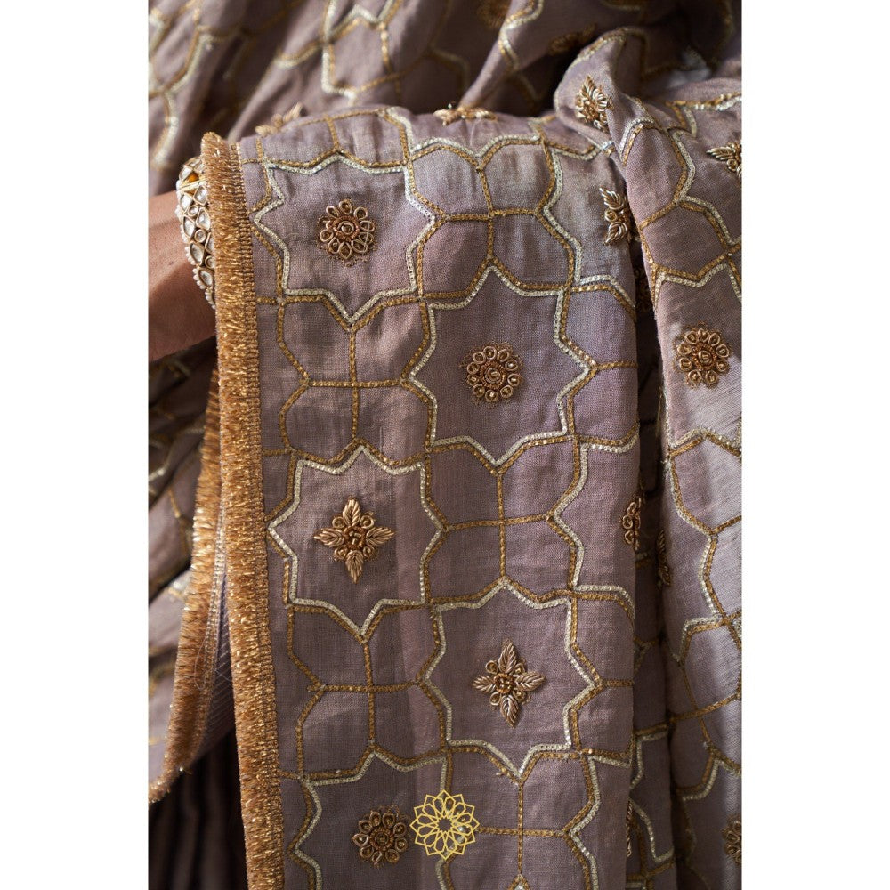 Rhua India Purple Vera Classical Saree with Stitched Blouse and Petticoat