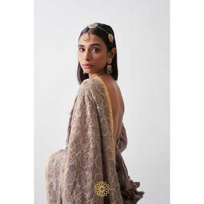 Rhua India Purple Vera Classical Saree with Stitched Blouse and Petticoat