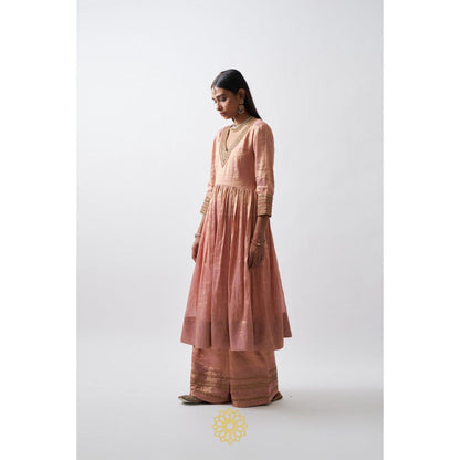 Rhua India Peach Avni Palazzo with Anarkali and Dupatta (Set of 3)