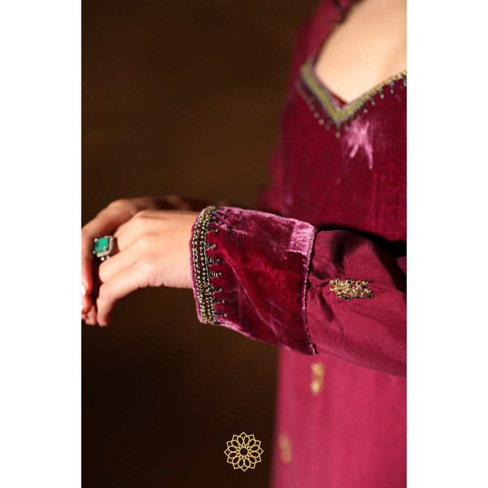 Rhua India Pink Nazreen Straight Kurta with Pant and Dupatta (Set of 3)