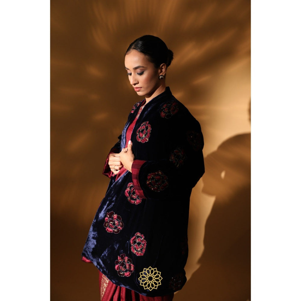 Rhua India Navy Blue Asmi Shrug