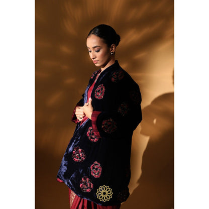 Rhua India Navy Blue Asmi Shrug