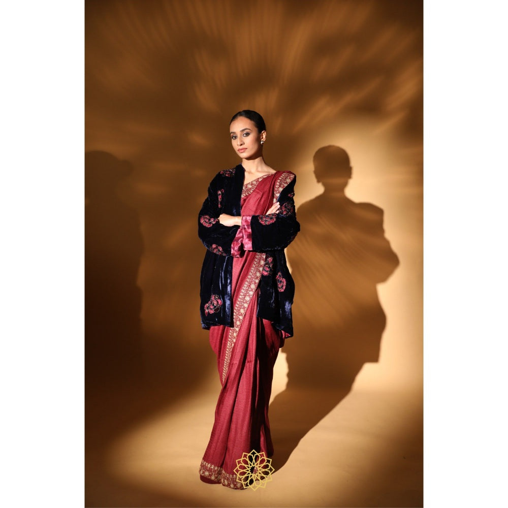 Rhua India Navy Blue Asmi Shrug