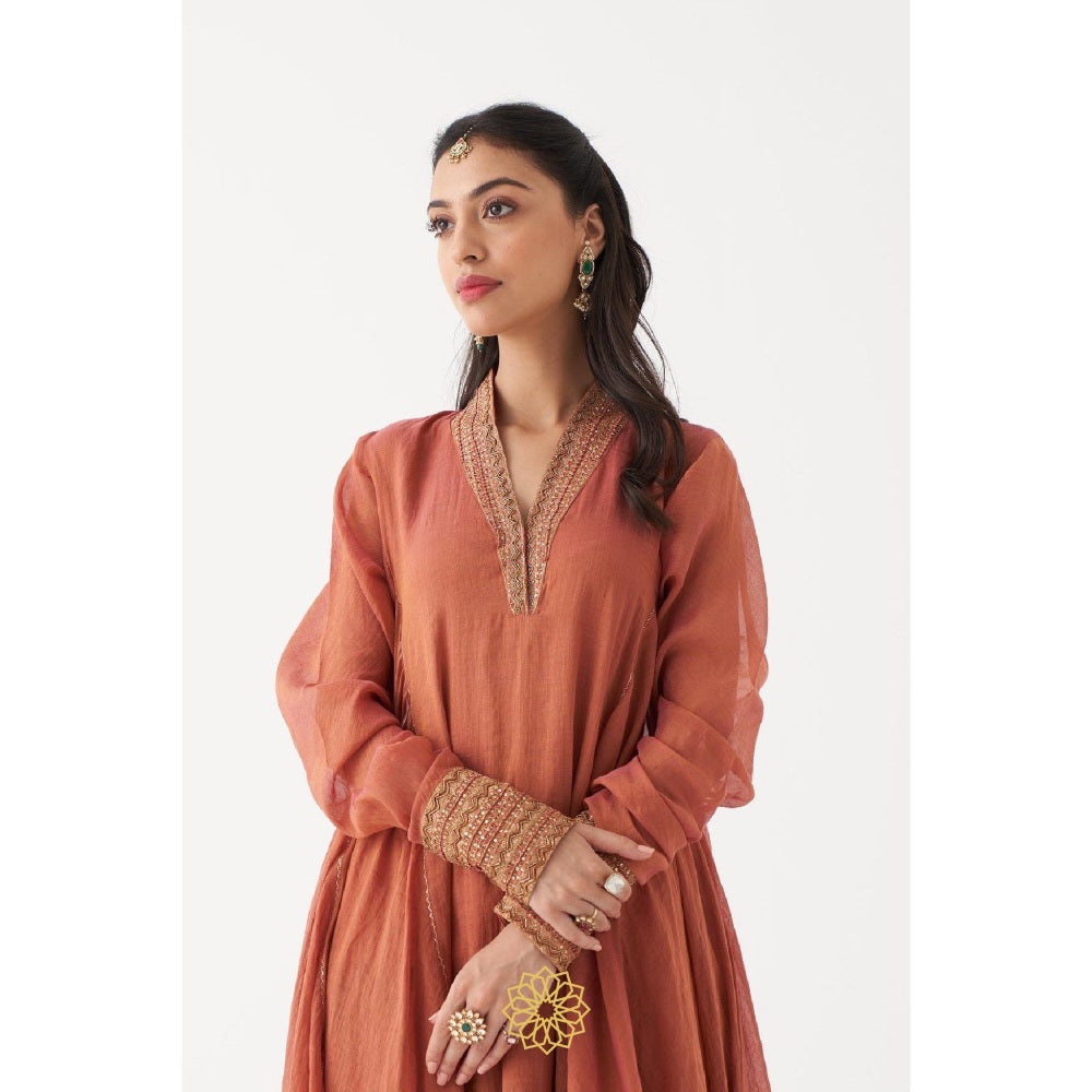 Rhua India Rust Azaira Anarkali with Churidar and Dupatta (Set of 3)