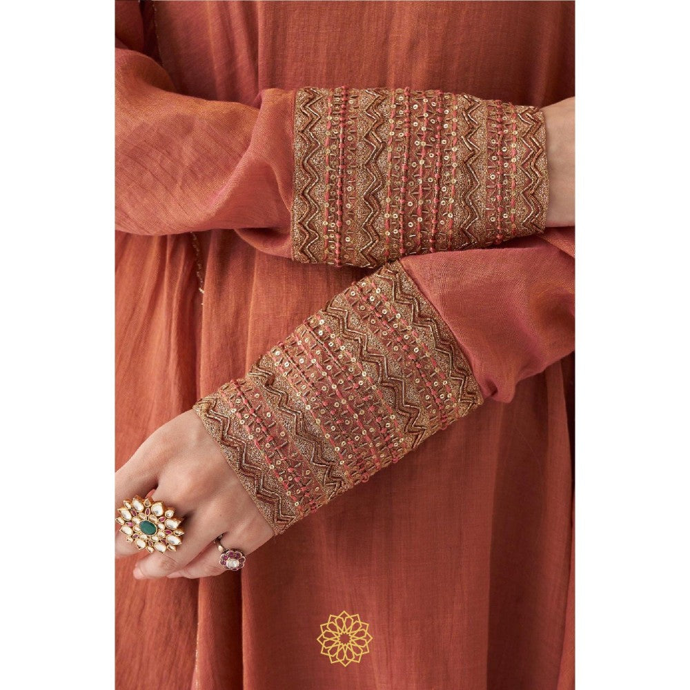 Rhua India Rust Azaira Anarkali with Churidar and Dupatta (Set of 3)