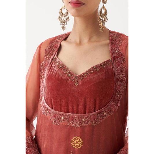 Rhua India Beige Nasrin Palazzo with Kurta and Dupatta (Set of 3)