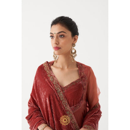 Rhua India Beige Nasrin Palazzo with Kurta and Dupatta (Set of 3)