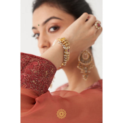 Rhua India Beige Nasrin Palazzo with Kurta and Dupatta (Set of 3)