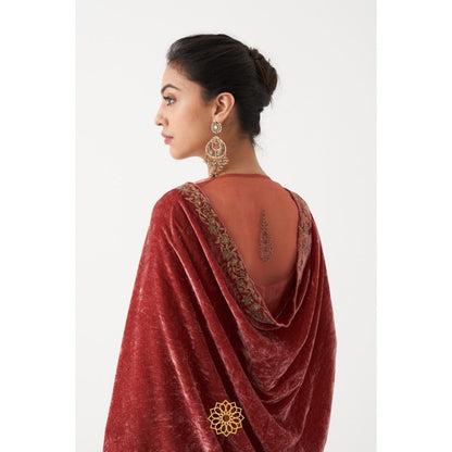 Rhua India Beige Nasrin Palazzo with Kurta and Dupatta (Set of 3)