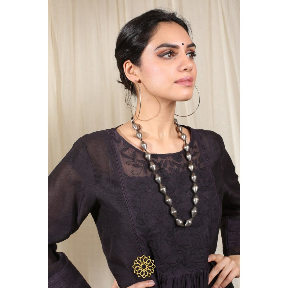 Rhua India Black Gathered Kurta with Pant (Set of 2)