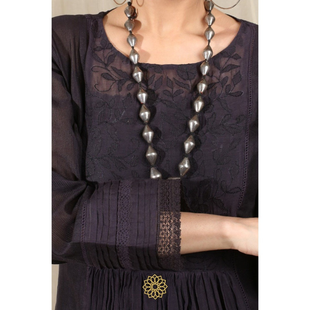 Rhua India Black Gathered Kurta with Pant (Set of 2)