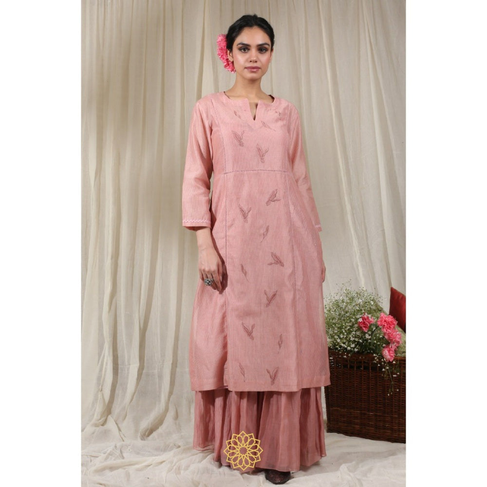Rhua India Peach Palazzo with Kurta and Dupatta (Set of 3)