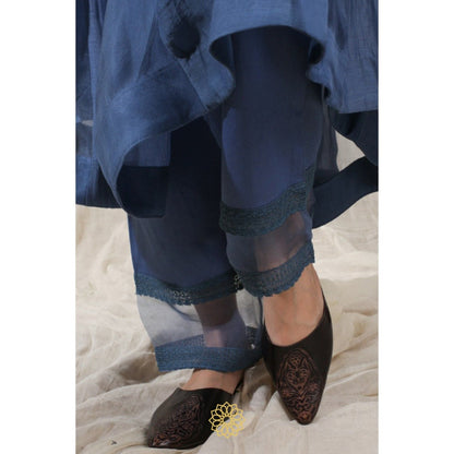 Rhua India Blue Straight Kurta with Pant and Dupatta (Set of 3)