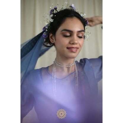 Rhua India Blue Straight Kurta with Pant and Dupatta (Set of 3)