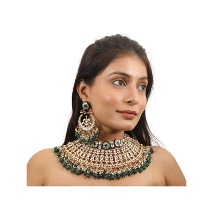 RIANA JEWELLERY Ruby Pink Stone Necklace Set