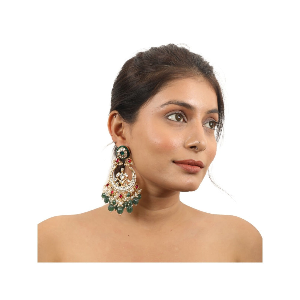 RIANA JEWELLERY Ruby Pink Stone Necklace Set