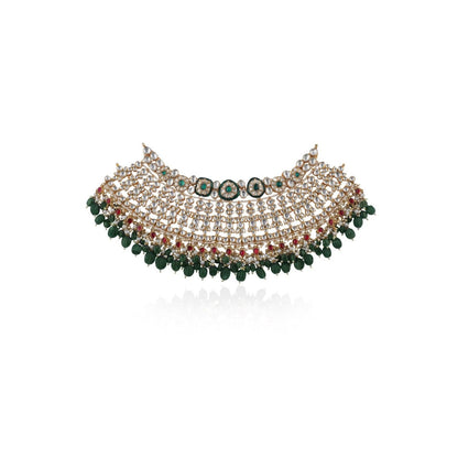 RIANA JEWELLERY Ruby Pink Stone Necklace Set